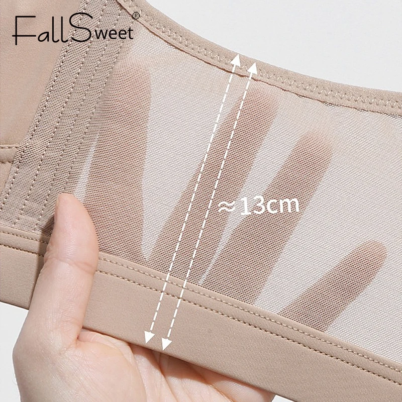 حمالة صدر نسائية لاسلكية من FallSweet مقاس كبير بدون خياطة ورقبة على شكل حرف V قابلة للتنفس ومريحة بحزام عريض ملابس داخلية نسائية