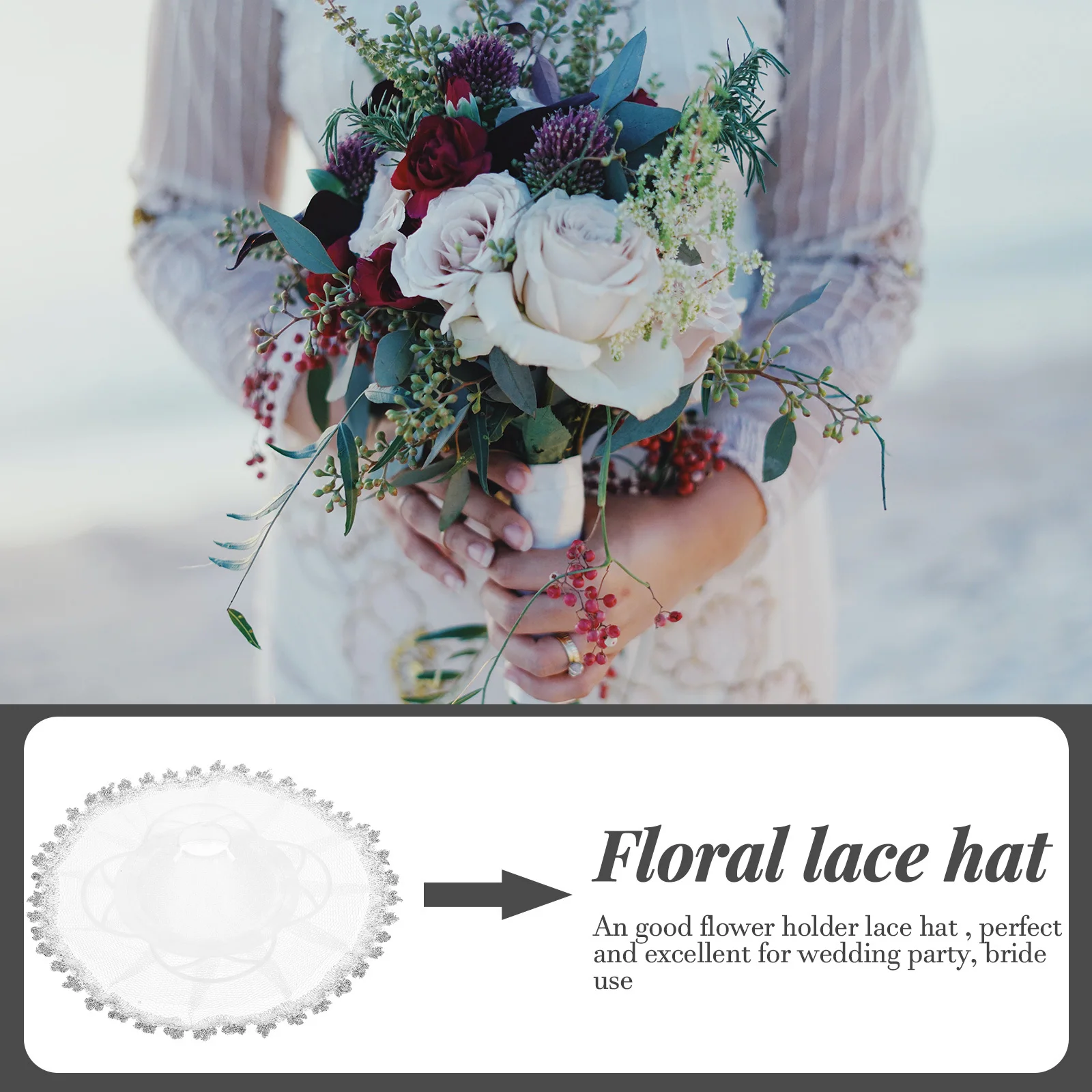 

6Pcs Bouquet Holder Lace Hat Practical Floral Base for Wedding Bride DIY Bouquet Supplies Floral Lace Hat Wedding Supplies