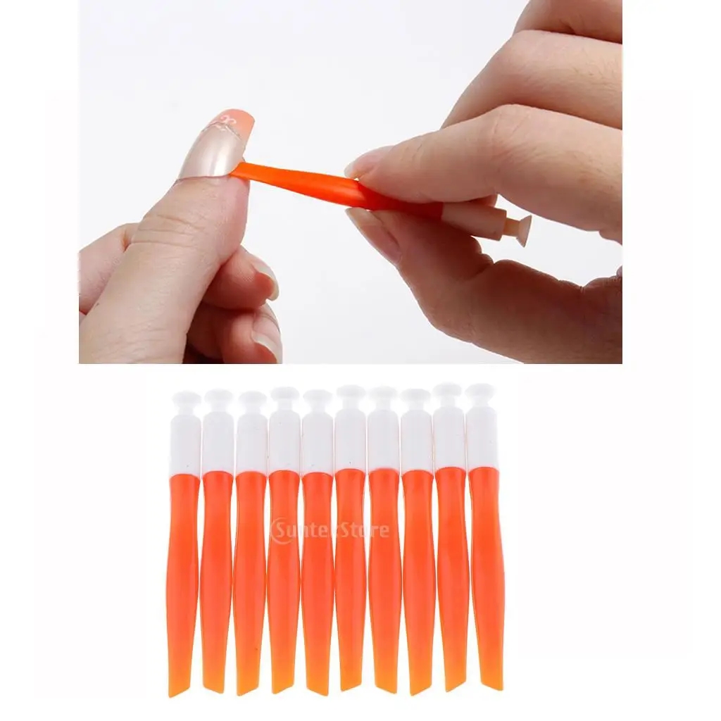 10 Pcs Portable -ended False Nail Tips Suction Cup Stick Nails Art Tools