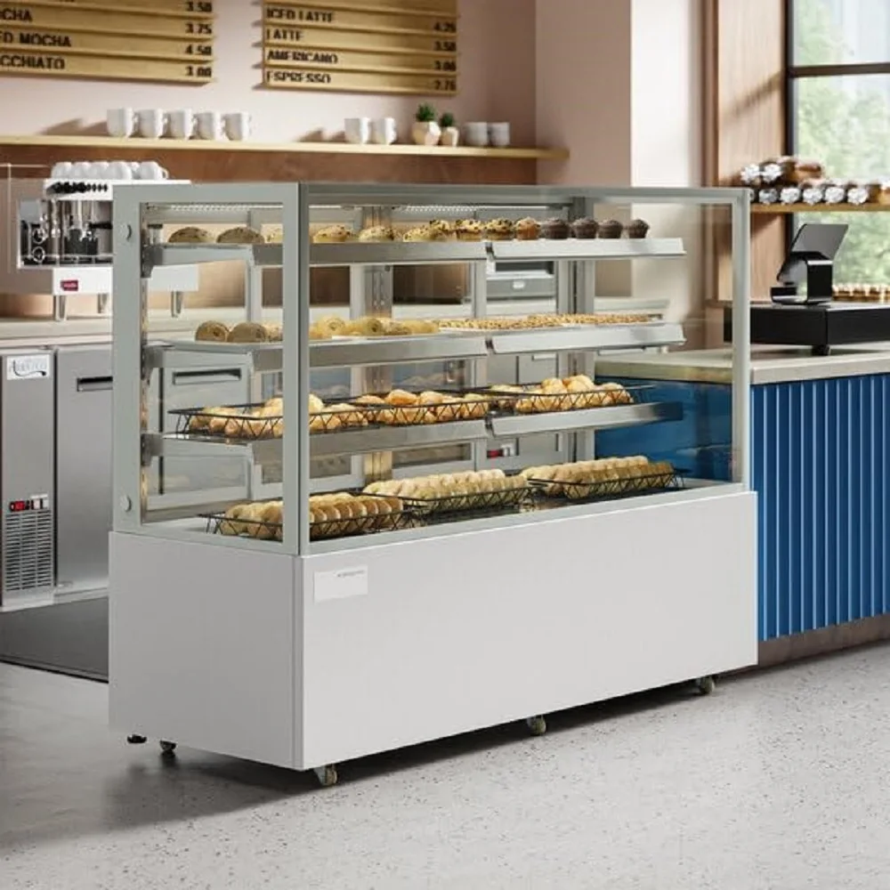 Factory Wholesale Bread Pastry Refrigerated Cabinet Cake Display Refrigerator Cabinet Freezer LED Lighting Cake Shop Display