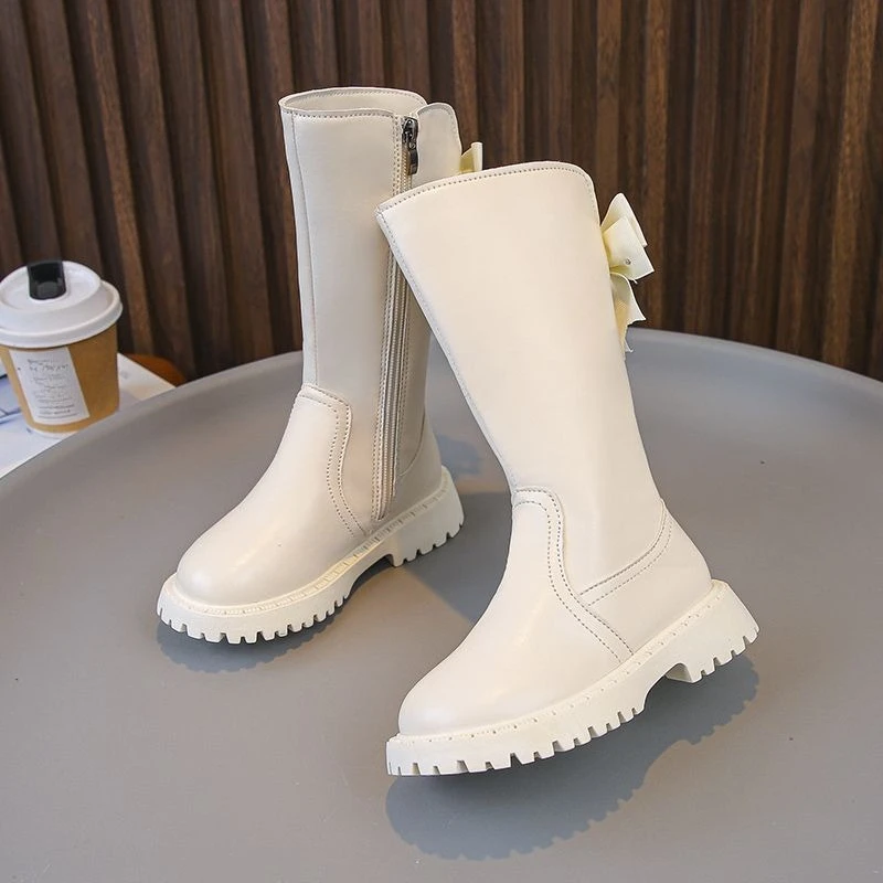 Girls Knee High Winter Boots 2026 New Style Stylish Princess Leather Boots for Kids with Soft Faux Fur Lining​