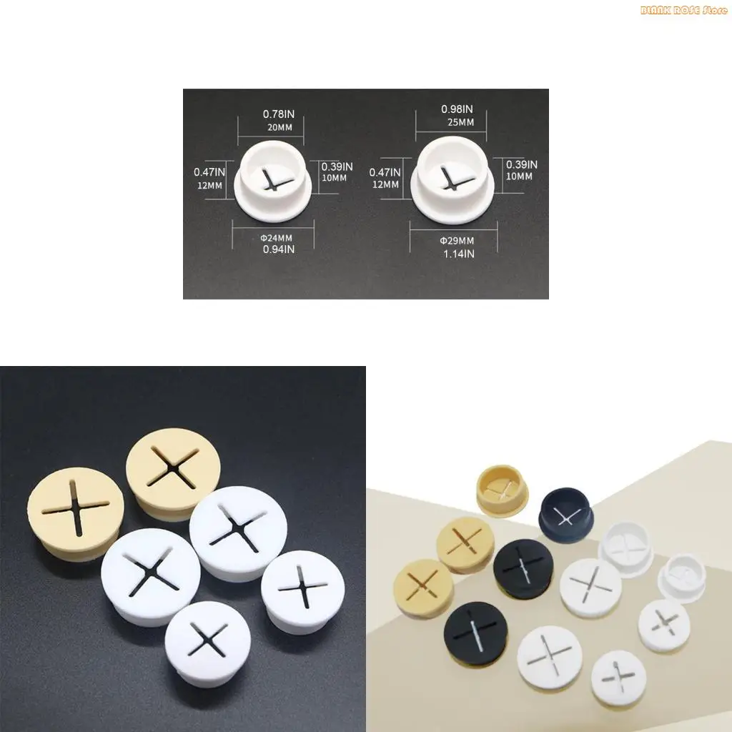 K1AE 10 Pieces Flexible Desk Rubber Grommet for Desk Table Console Furniture