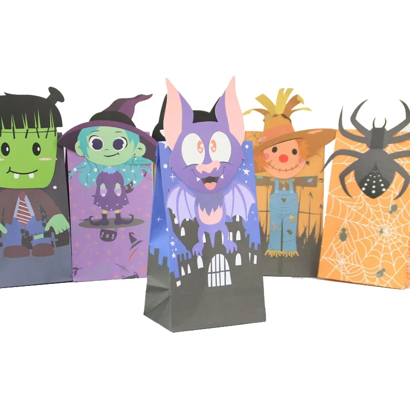 Halloween Theme Oil-proof Bags for Packaging Gift Bag Cartoon Animal for Boy & Girl Baby Shower Party Favors