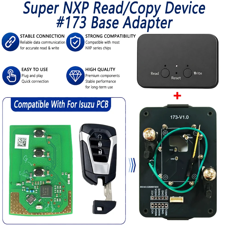 For Isuzu Key All NXP-Chip Smart Keys Clones 4 Tokens & Unlimited Version Super NXP Killer Read Copy Device With Adapter Base