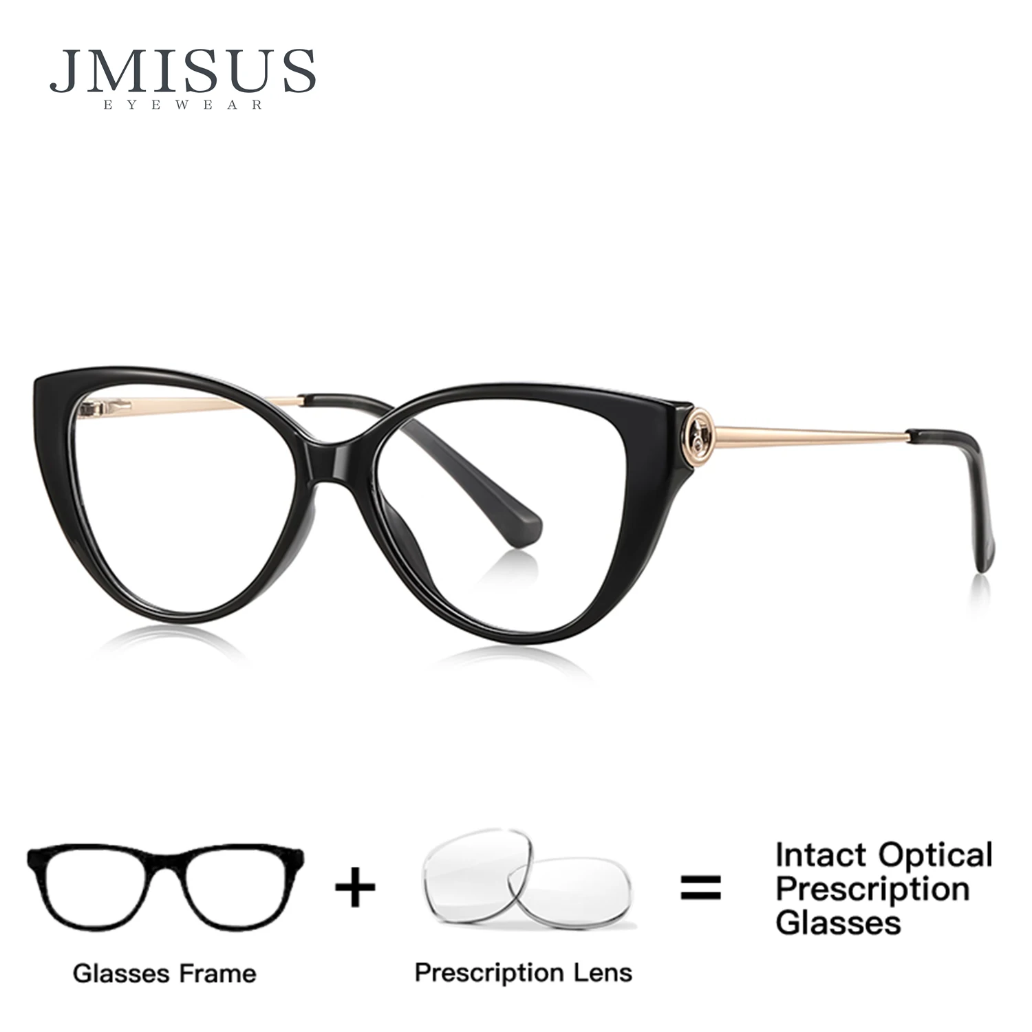 

JMISUS Trend Design Cateye Prescription Glasses Spring Leg Custom Myopia Eyewear Fashion Square Progressive Eyeglasses for Women
