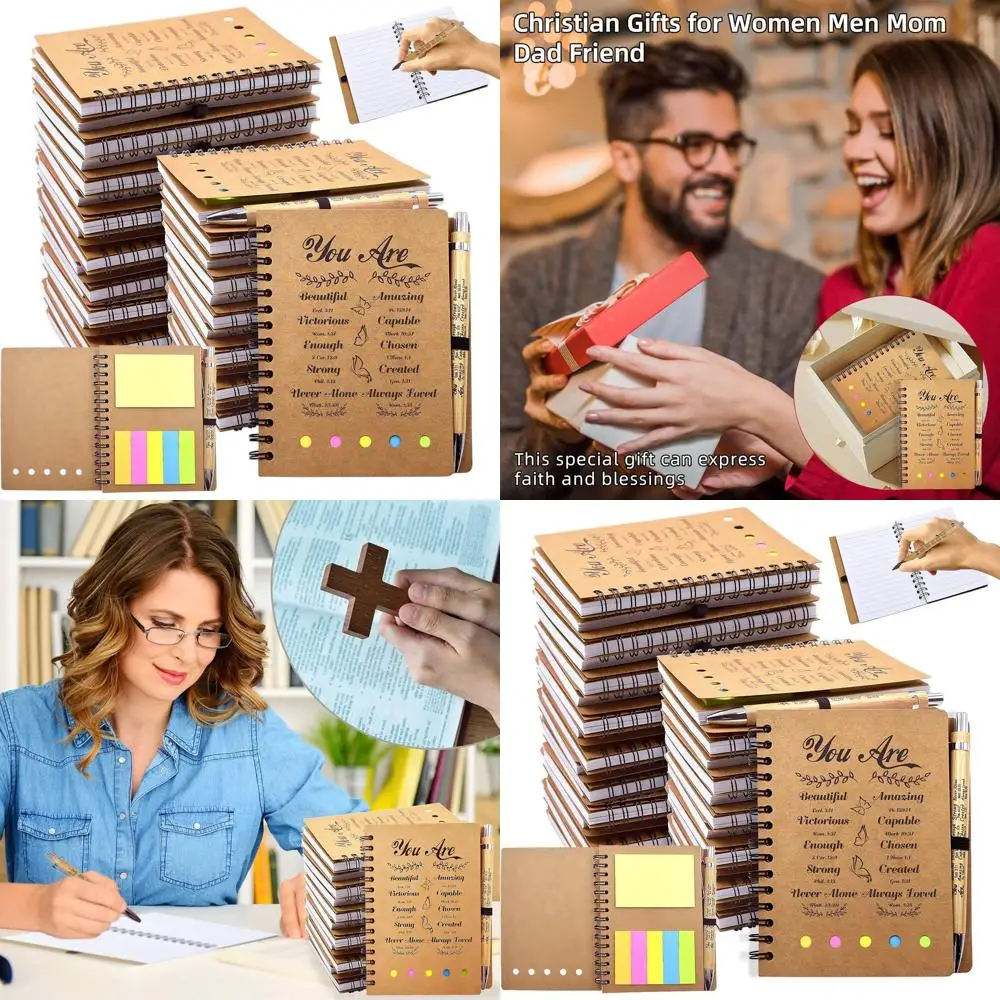 

50 ручек с библейскими стихами и набор 50 спиральных блокнотов — объемные христианские молитвенные журналы для женщин, подарки на вере