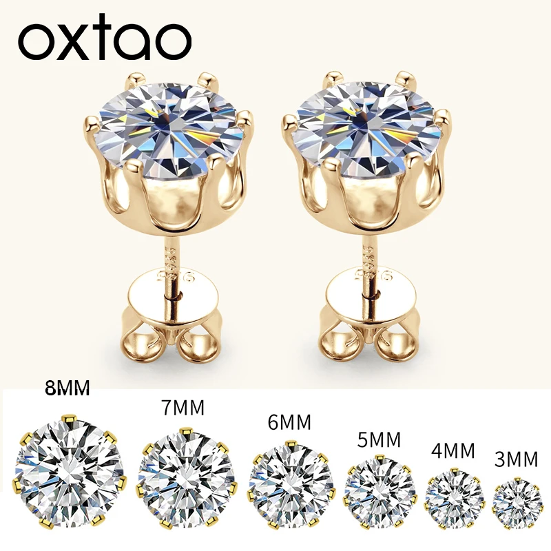

OXTAO 0.1-3ct Moissanite Stud Earrings for Women D Color Sparkling Lab Diamond Earring 925 Silver Ear Piercing Jewelry Wholesale