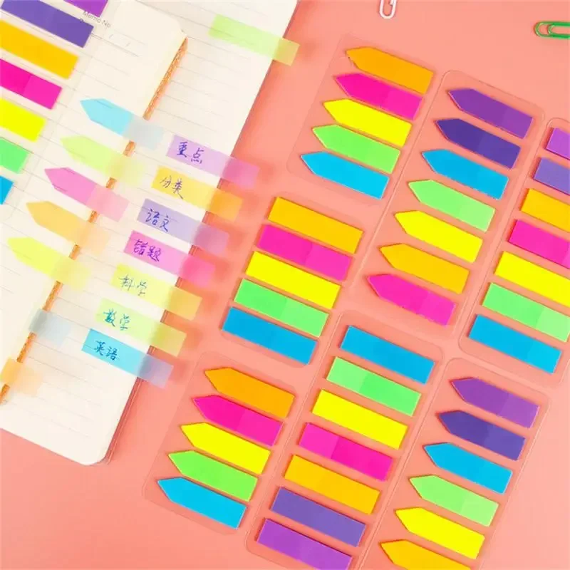 Fluorescent Index Tabs Self Adhesive Page Markers Transparent Waterproof Sticky Notes Classify Files Flags Posted It Stickers