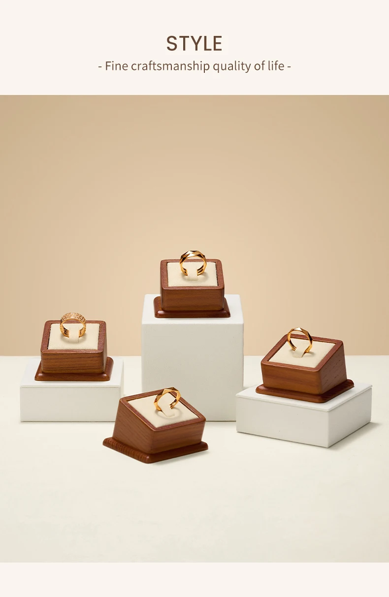 Oirlv Solid Wood Ring Holder,Square Single Ring Display Stand,Showcase Jewelry Display Bear Earrings Bracelet Jewelry Holder