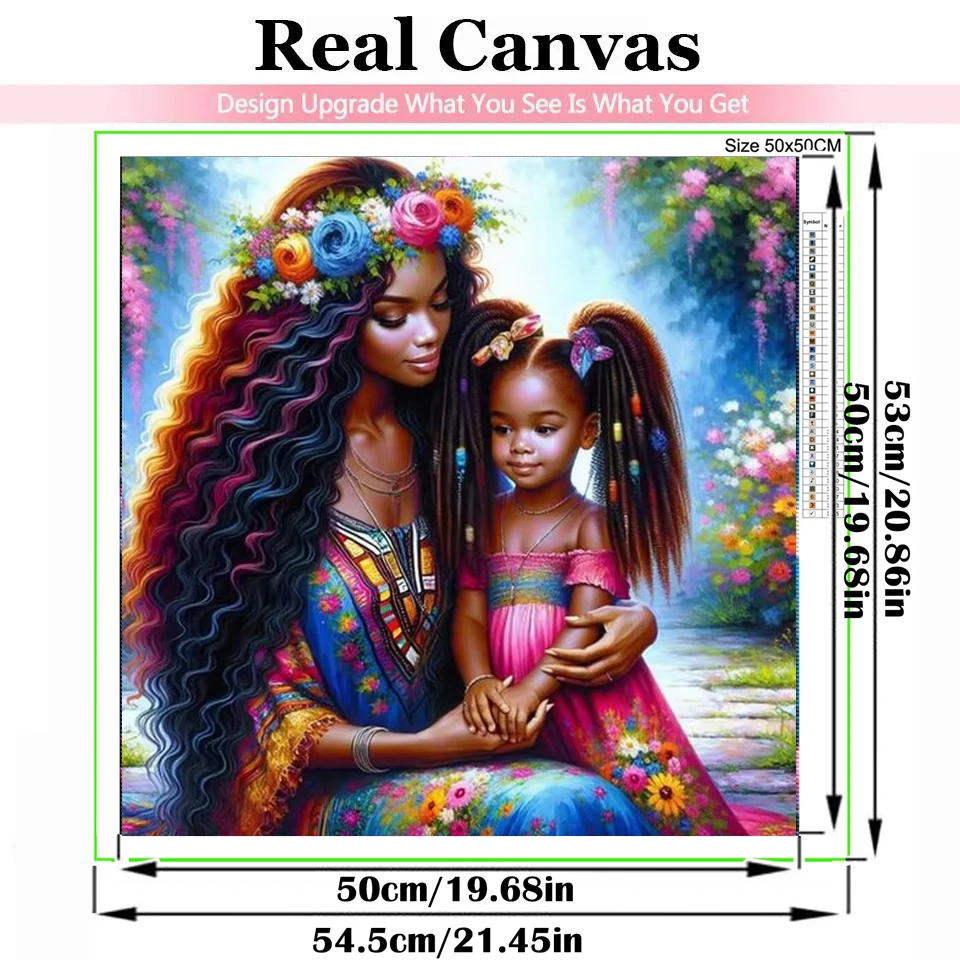 Diamond Art Painting New Collection Cross Stitch Kits Beautiful African Mother Girl Flowers Diamond Mosaic 5D DIY Embroidery