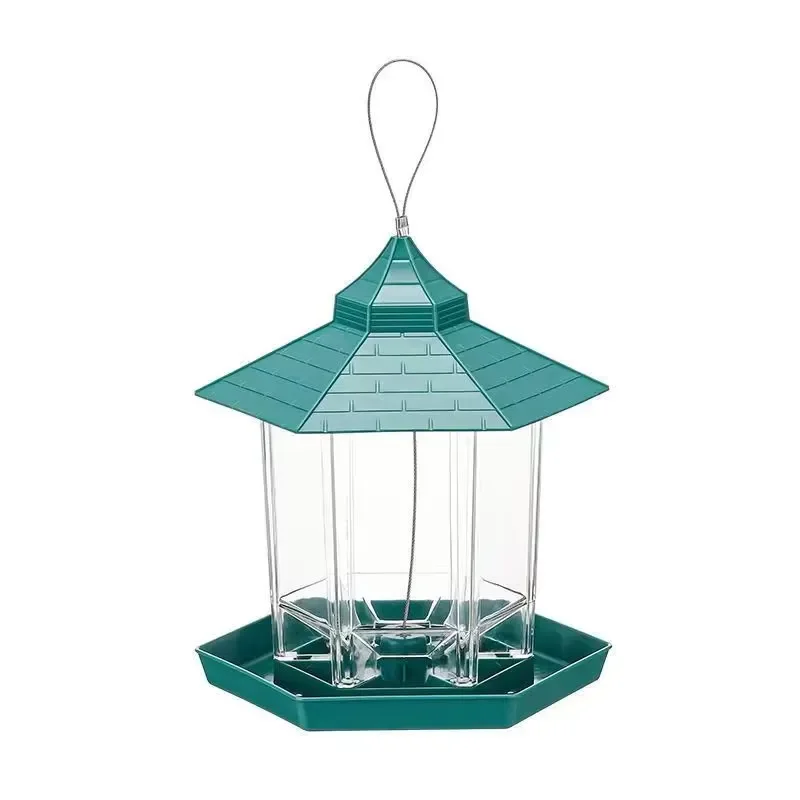 Outdoor Automatic Plastic Sheet Hanging Bird Feeder Rainproof Splash Proof Backyard Bird Watching