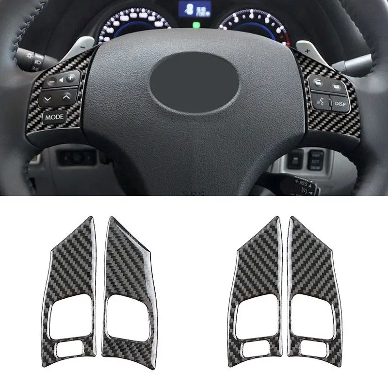 For Lexus IS IS250 300 350C 2006 2007 2008 2009 2010 2011 2012 Carbon Fiber Car Interior Steering Wheel Button Frame Trim Cover