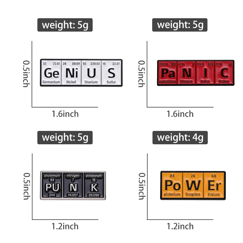 Periodic Table Elements Enamel Pin Personalized Chemistry Symbols Words Brooch Lapel Backpack Badge Jewelry Gift For Friends