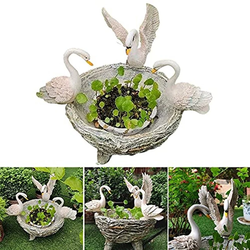 

HOT SALE Resin Swan Ornament Creative Mini Landscape Rockery Furnishings For Outdoor Garden Courtyard Decoration Part