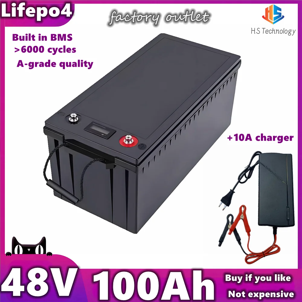 

waterproof lithium 48v 100AH lifepo4 battery with BMS for tricycle golf cart inverter Solar energy storage scooter +10A charger