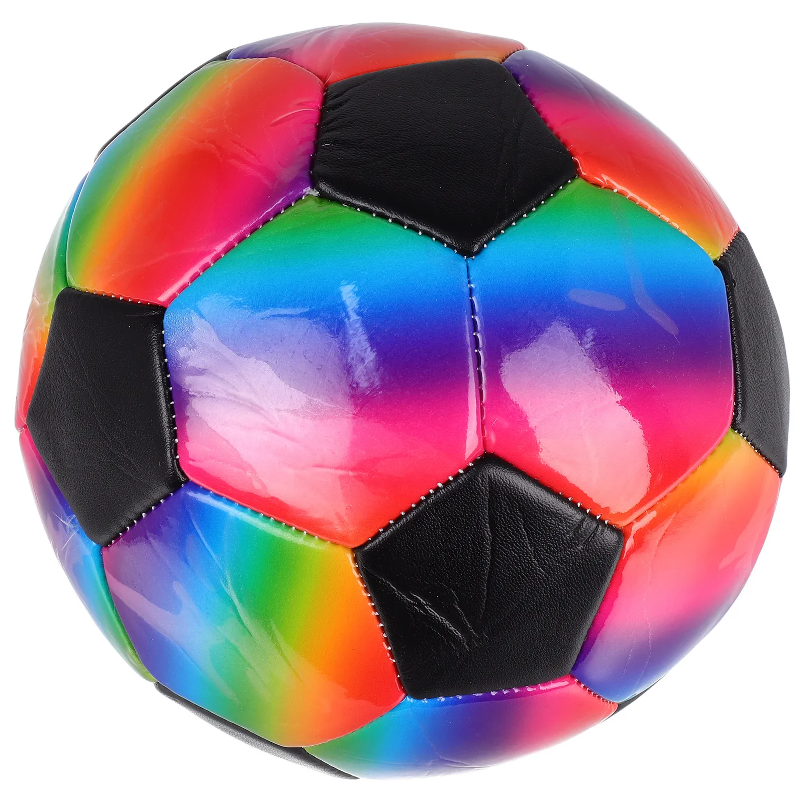 

Rainbow Soccer Ball 21.5cm High Elasticity Inflatable Football for Training Playground Cement Floor Use Colorful Eye Catching