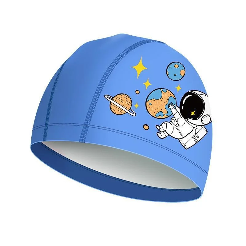 New Children's Swimming Hat PU Coating Swimming Hat Waterproof Butler Head Cartoon Swimming Hat for Boys and Girls