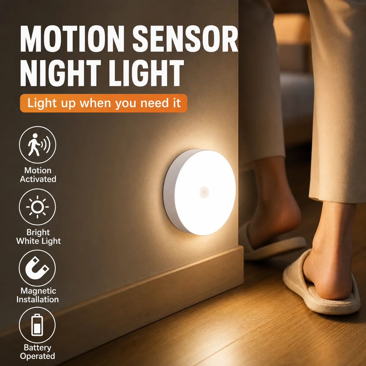Motion Sensor LED Night Light USB Rechargeable Night Lamp For Kitchen Cabinet Wardrobe Lamp Staircase Wireless Closet Light