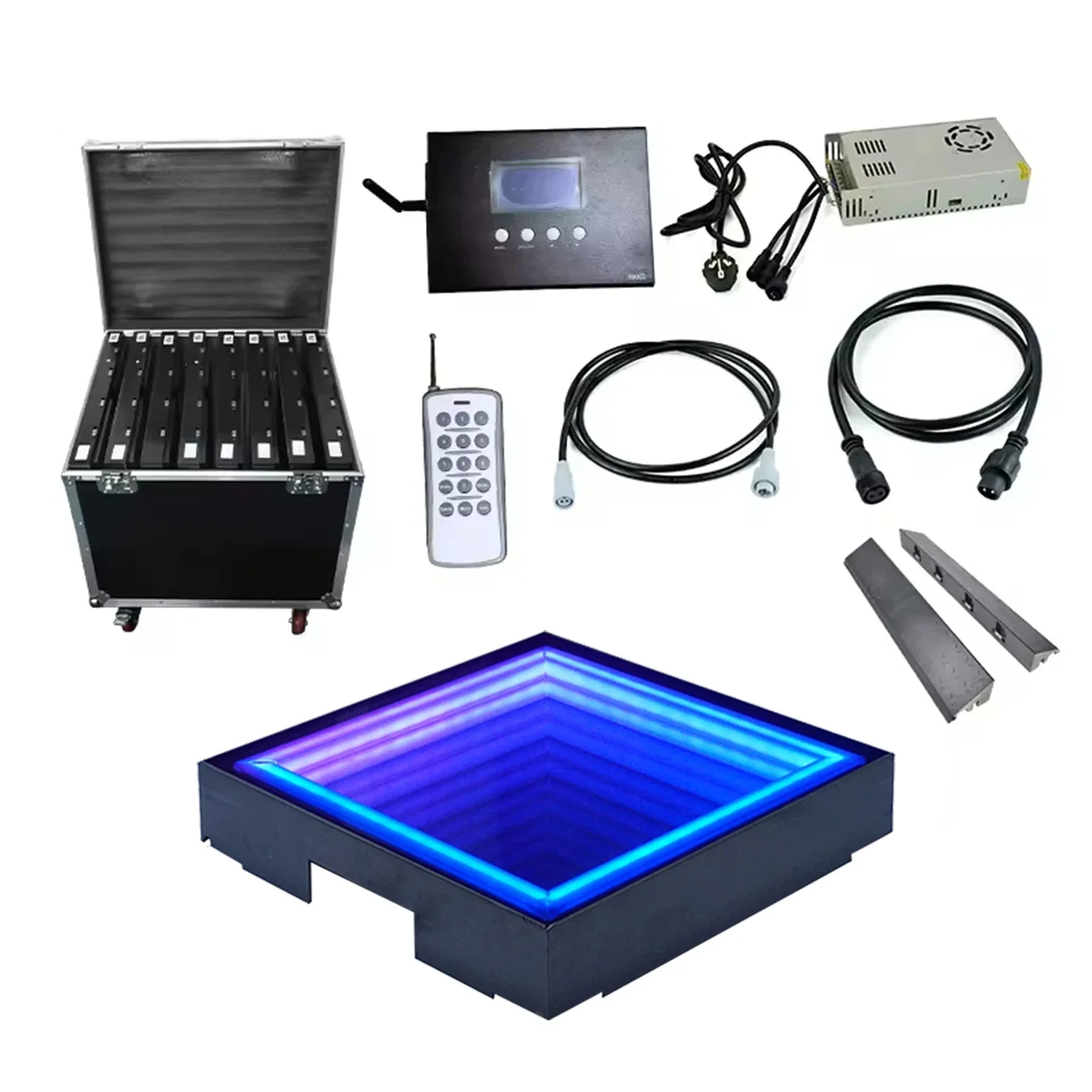 LED Dance Floor Tile Stage Effect Lights Professional RGB 3D Mirror Floor Light Up for DJ Disco Club Wedding Party Stage Panels