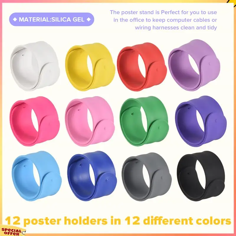 ABFI 12Piece Silicone Flip Wrapping Paper Holder Stabilizer Slap Bands For Storage Organization