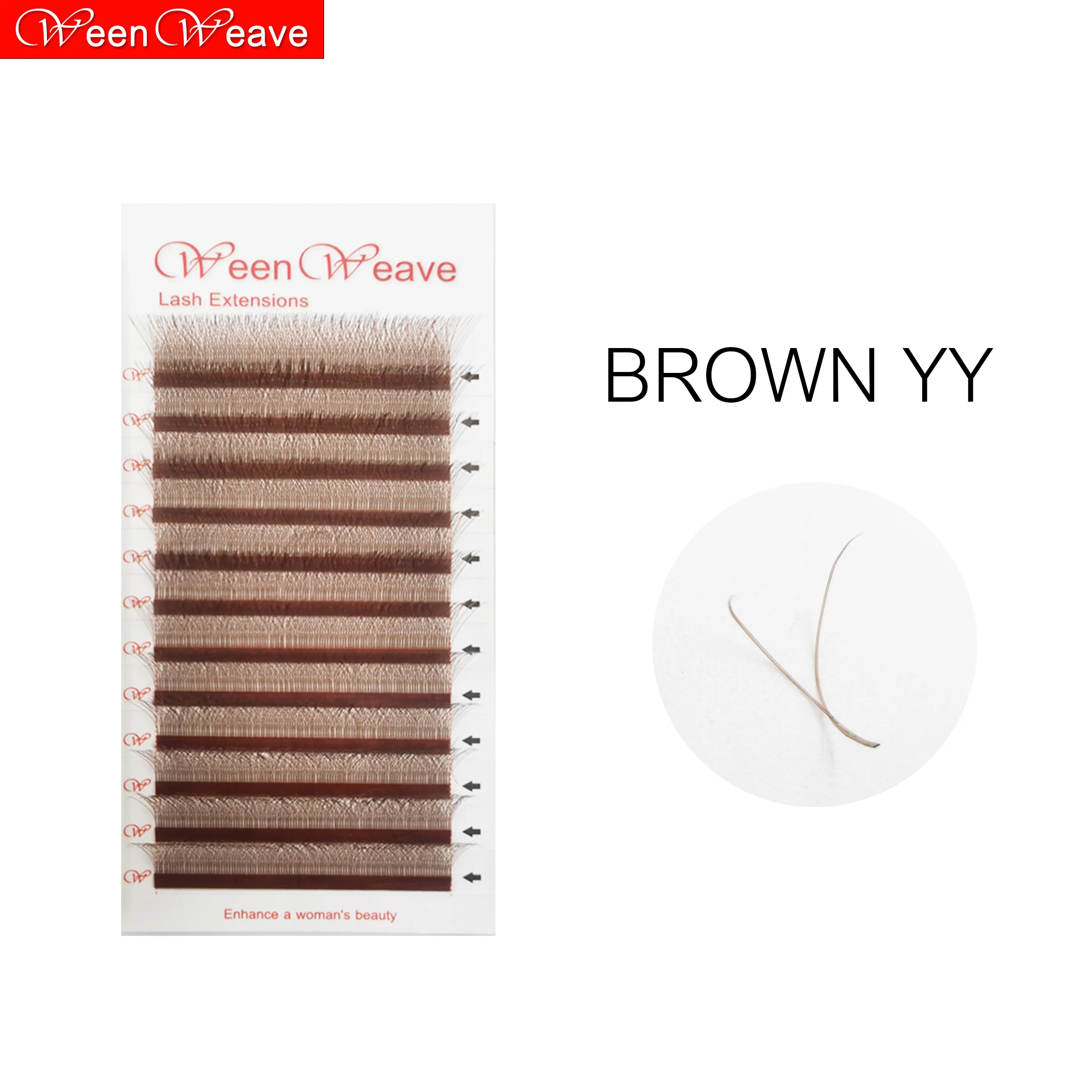 WeenWeave Brown YY 2D W Eyeashes 6-15MM Soft Natural 0.07MM Coffee Y Shape Caramel Color Individual Lashes Exteensions