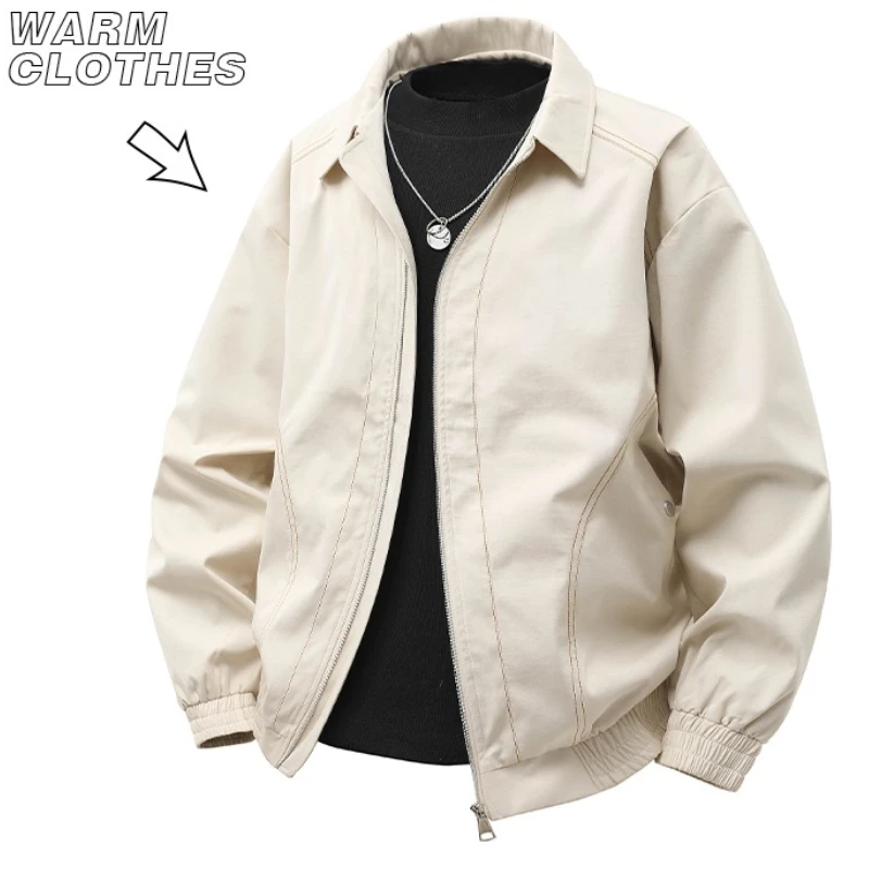 

Осенняя винтажная рабочая одежда, мужская осенняя корейская универсальная куртка-пилот, мужские повседневные модные пальто, молодые мужские куртки-карго с лацканами