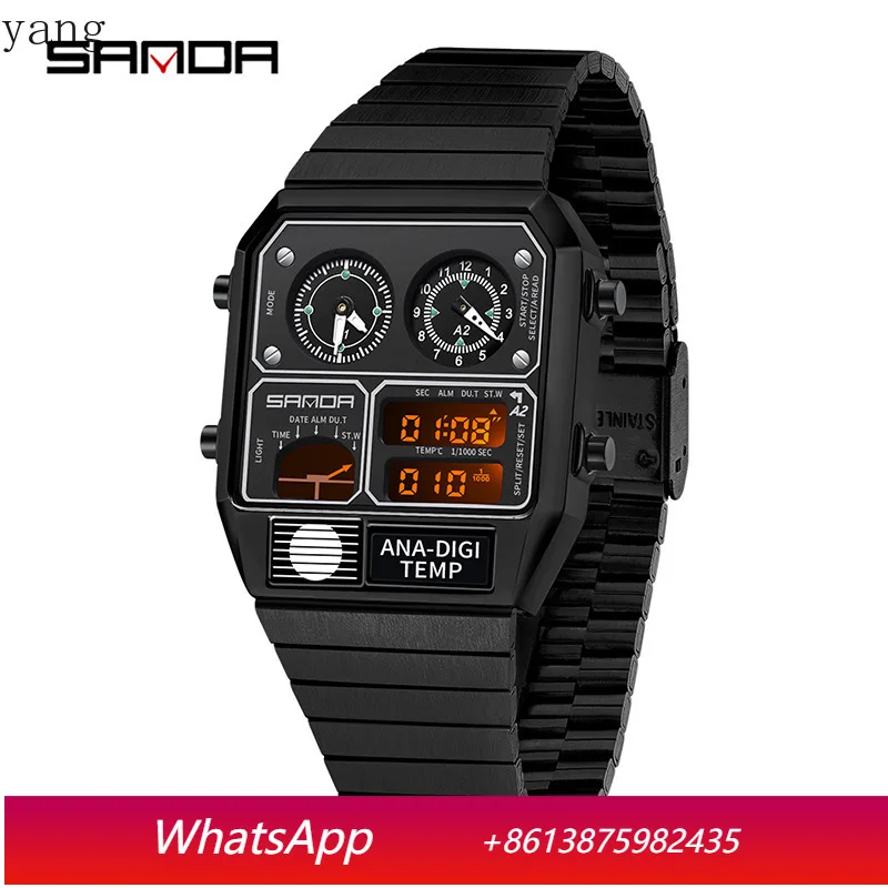 

CX square steel belt watch men's temperature measurement stopwatch timing multi-function electronic watch