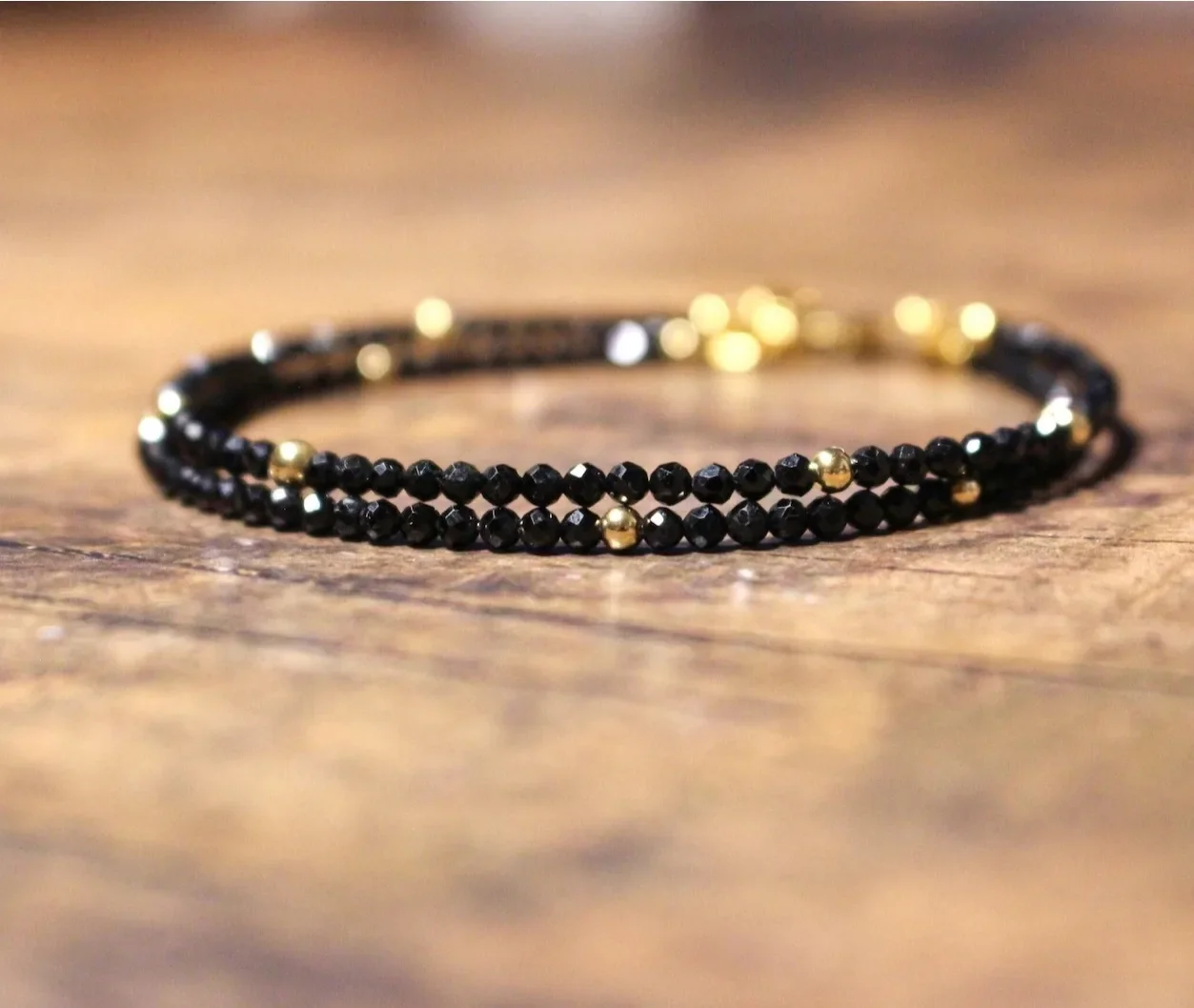 Black Spinel| Golden Filled Bracelet