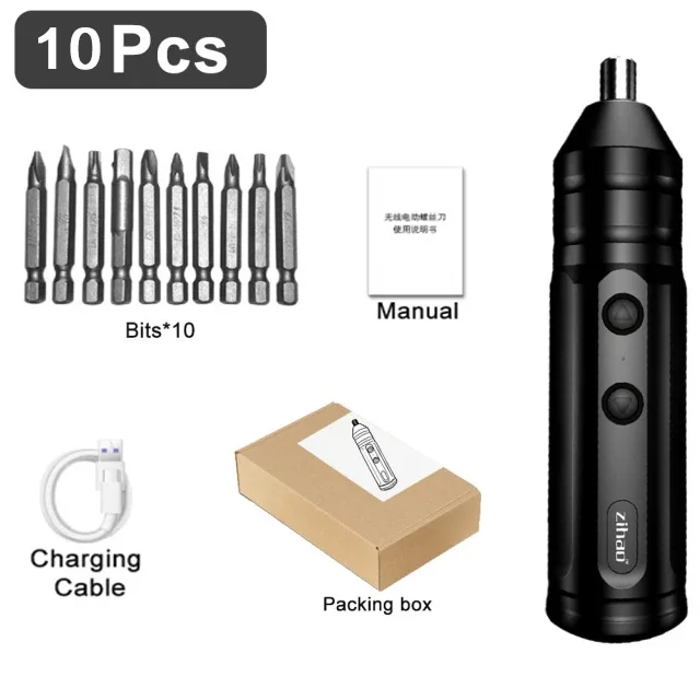 

# Hot Sales Cordless 10bits Portable Mini Electric Screwdriver 3.7V Power 3 N.m Max.Torque USB Charge Tool Set Screwdriver