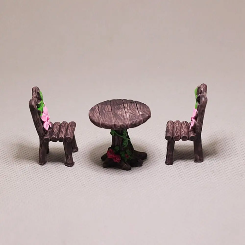 Micro Landscape Terrarium Mini Resin Dollhouse Accessories DIY Miniature Ornaments Table and Chairs Set Furniture Figurines