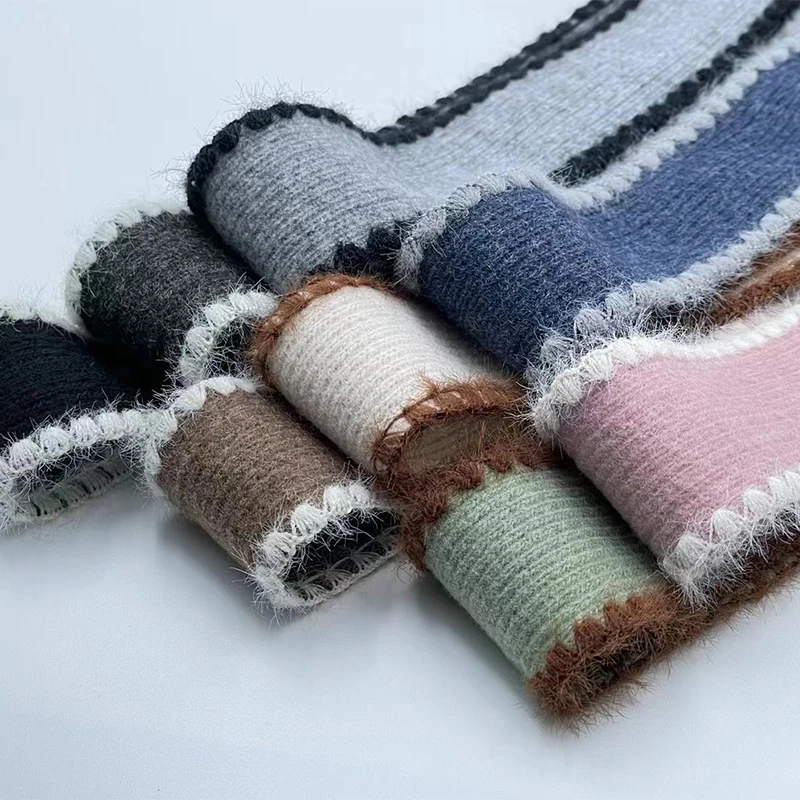 Thick Knit Mink Wool Stripe Ribbon Headwear Crafts Hair Bows Clips Collar Tie Sewing Accessories Winter Woven Trim 40mm 25mm