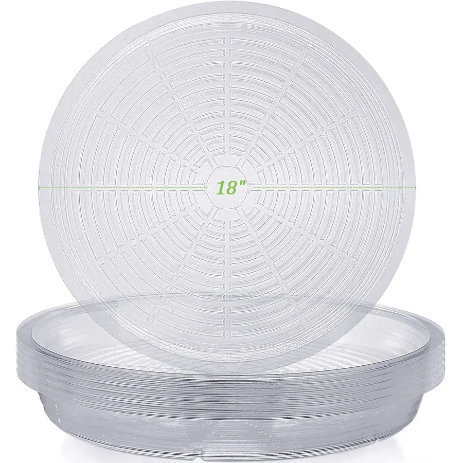 

Набор из 18 пластиковых поддонов для растений, 18 дюймов, очень большие, прозрачные, для цветочных горшков, поддон для сбора воды, дренажный поддон для растений