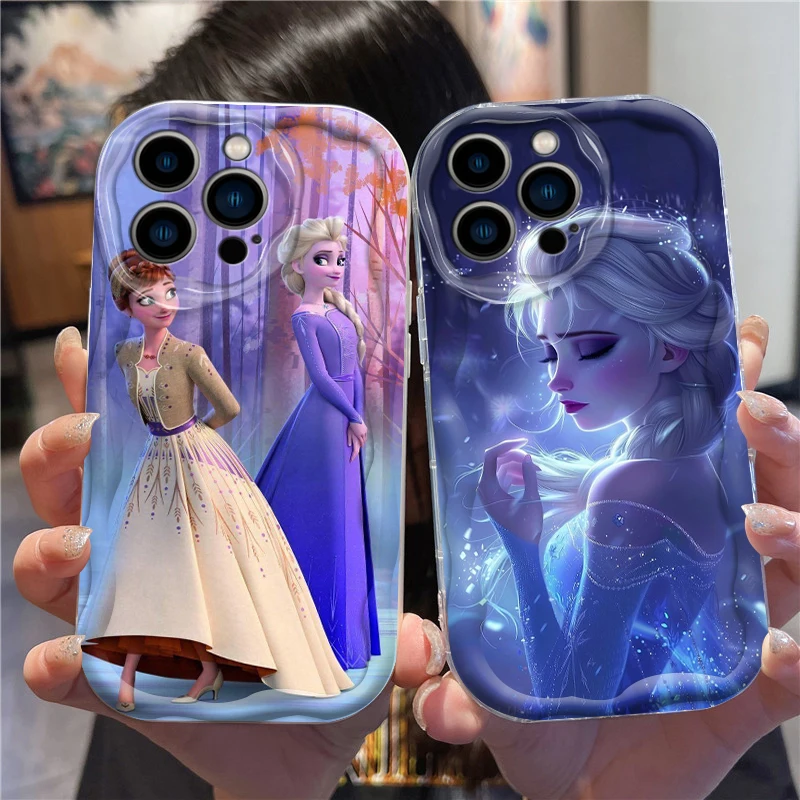 Disney Princess Elsa For Apple iPhone 15 14 13 12 11 XS XR X Pro Max Plus Wave Oil Soft Phone Case