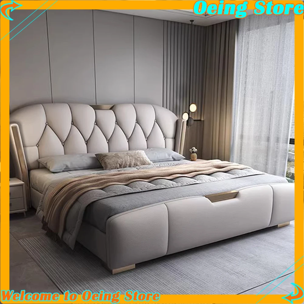 

King Size Hotel Fancy Beds Frame Luxury European Sleeping Beds Storage Space Headboard camas de dormitorio Home furniture