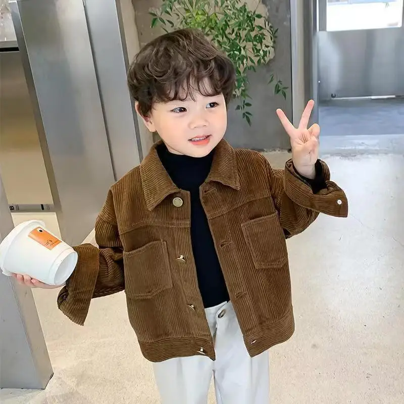 

Boy Coat Boy Jacket 2023 Autumn New Korean Style Baby Corduroy Casual Jacket Children Foreign Style Top Boys and Girls Top