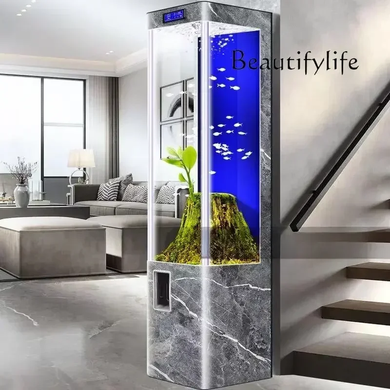 qw NEW N New Living Room Small Household Integrated Smart Aquarium Ecological Vertical Goldfish Tank Ultra Whiteqw
