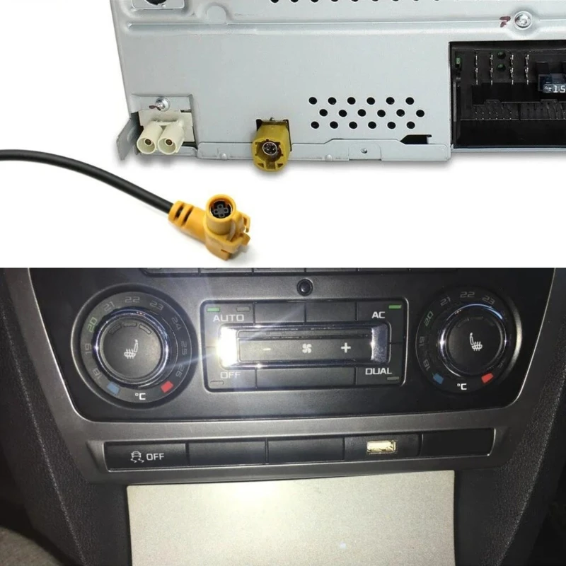 Car USB Port Conversion Cable Harness Adapter Lead Wiring for RCD510 RNS315 Media Players Stereo Sound Systems 35.5x12.5mm Panel