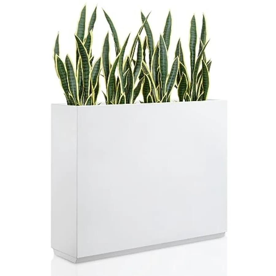 

Outdoor metallic heavy planter, white seamless steel, 38Lx10Wx30H inches, durable divider box for indoor and outdoor plants