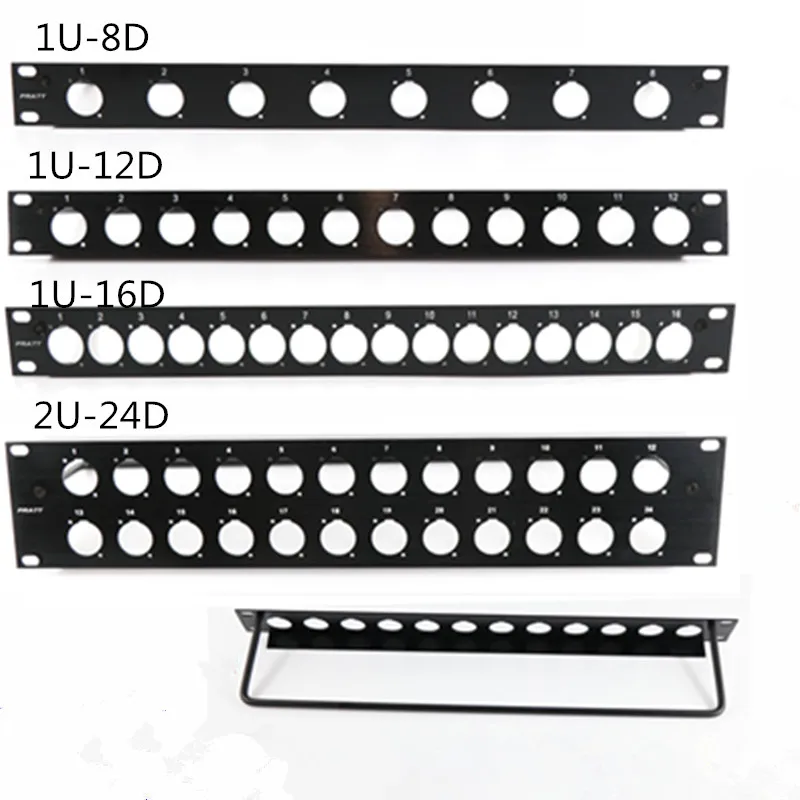 1U 19 "Kast Rack Mount 2U Jumper Rack D-Type Connector 8 12 16 24 Poort/Manier/Gat Xlr Patch Panel Voor Video Audio 6.35 B