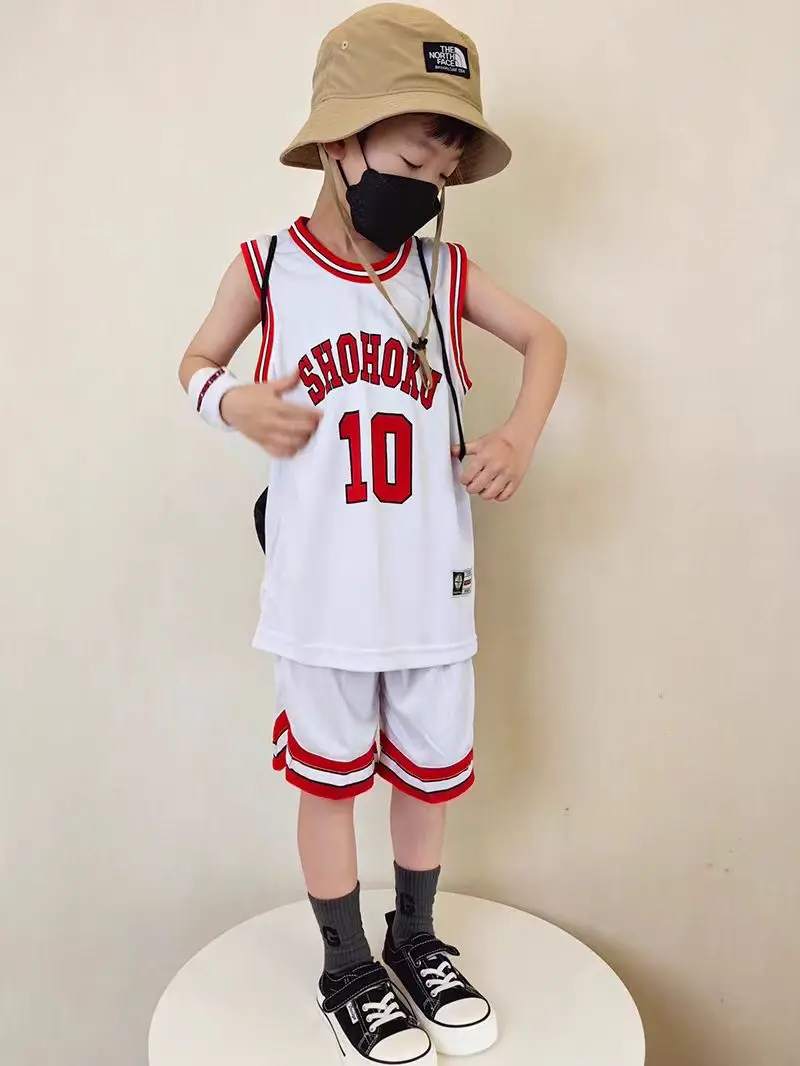 

Shohoku Basketball Jersey Kids Anime Slam Dunk Hanamichi Sakuragi Rukawa Cosplay Costume Set for Boys Halloween Sports Uniform