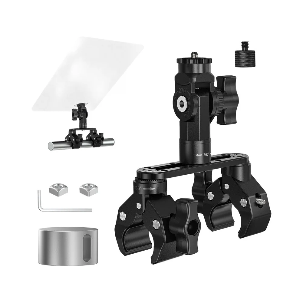 Aluminum Dual Clamp Mount Bracket for Starlink For V5 X Dish with 270 Degree Vertical Tilt for RV Boat Balcony Pole Setup