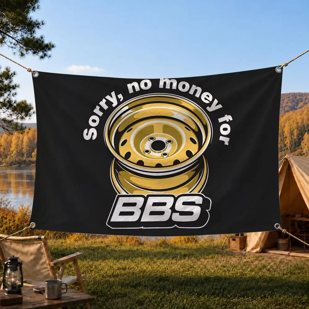 BBS Classic Racing Alloy Wheels Flags Home Yard & Garden Decor Banner - Indoor Outdoor Wall Hanging Flag