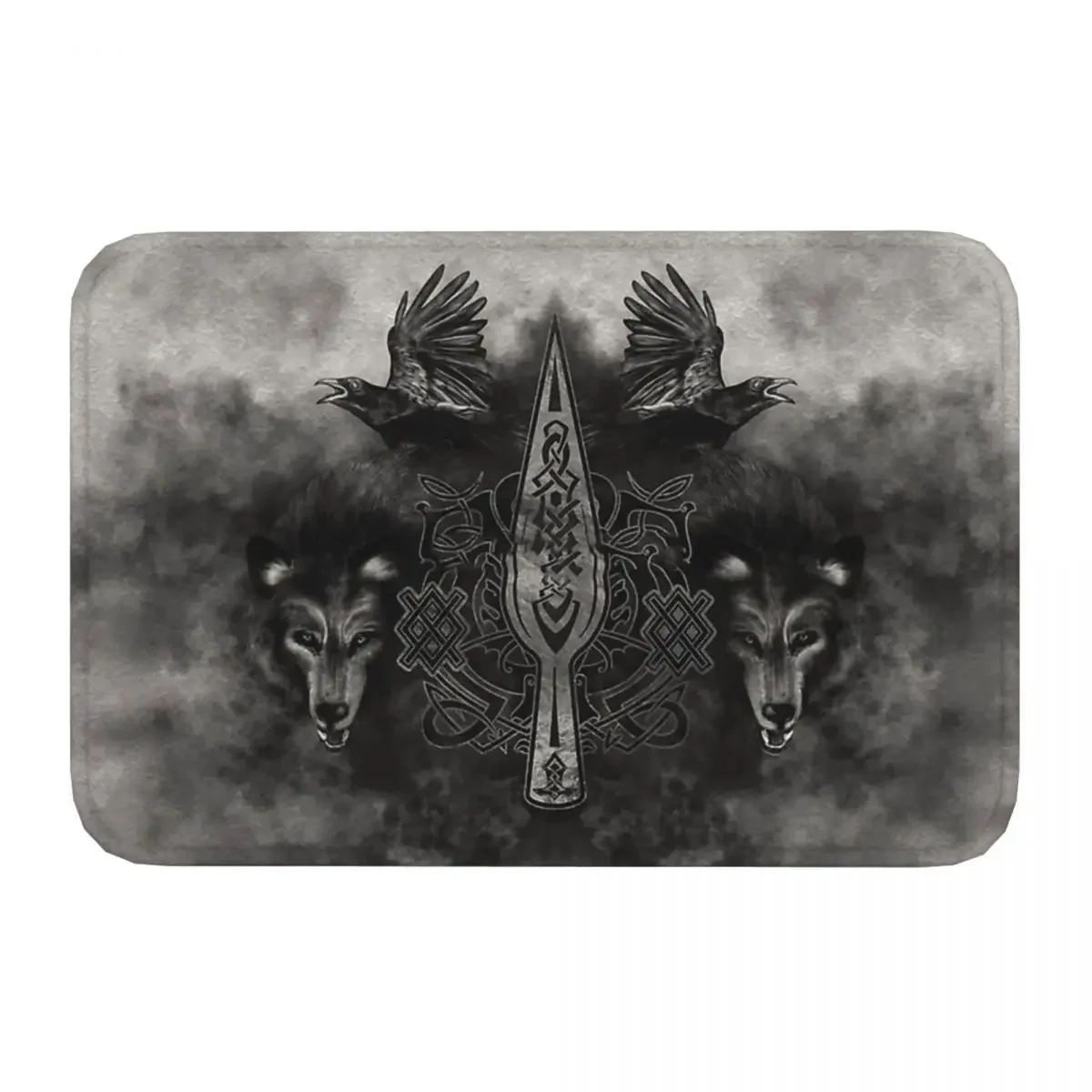 Viking Valhalla Non-slip Doormat Gungnir Spear Of Odin Carpet Bath Kitchen Mat Welcome Flannel Pattern