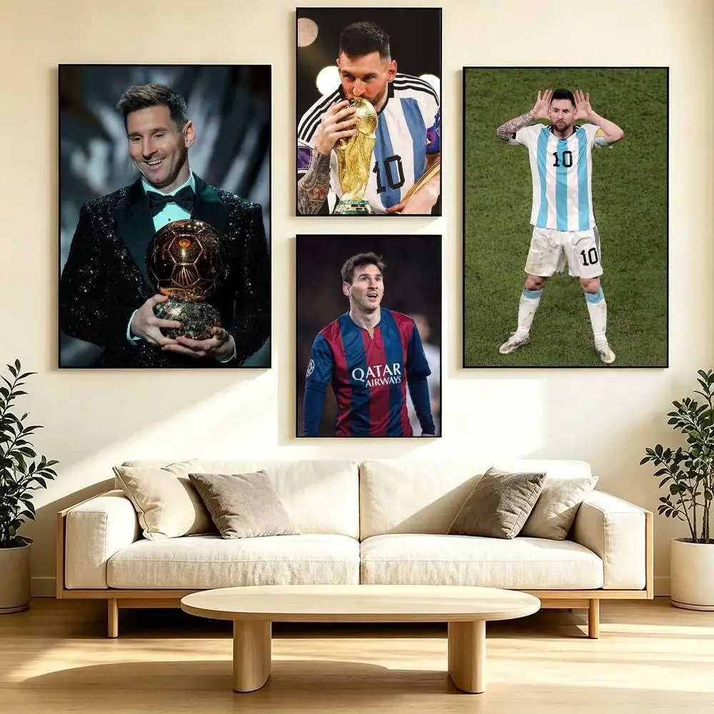 L-Lionel M-Messi Argentina Football Star   Poster High Quality Dorm Living Room Aesthetic Wall Decoration Painting Stickers Gift
