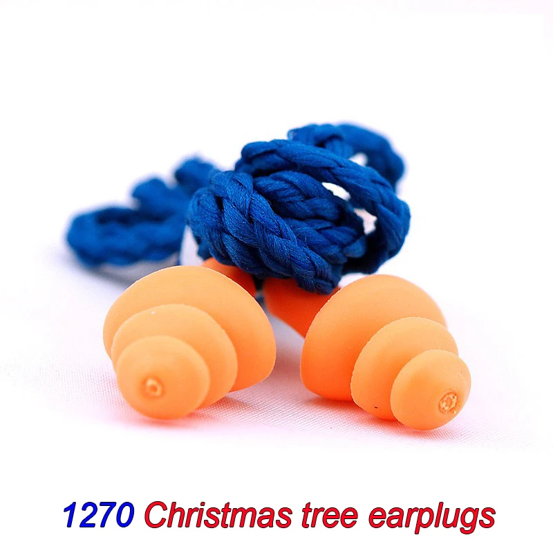 

1270 anti-noise earplugs Christmas tree shape Belt line Safety earplugs Cleanable Silica gel Learn Sleep earplug