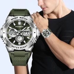 FOXBOXFashion Big Dial Watches For Men Top Brand Luxury Dual Display Watch Men Waterproof Digital Alarm Chronograph Montre Homme