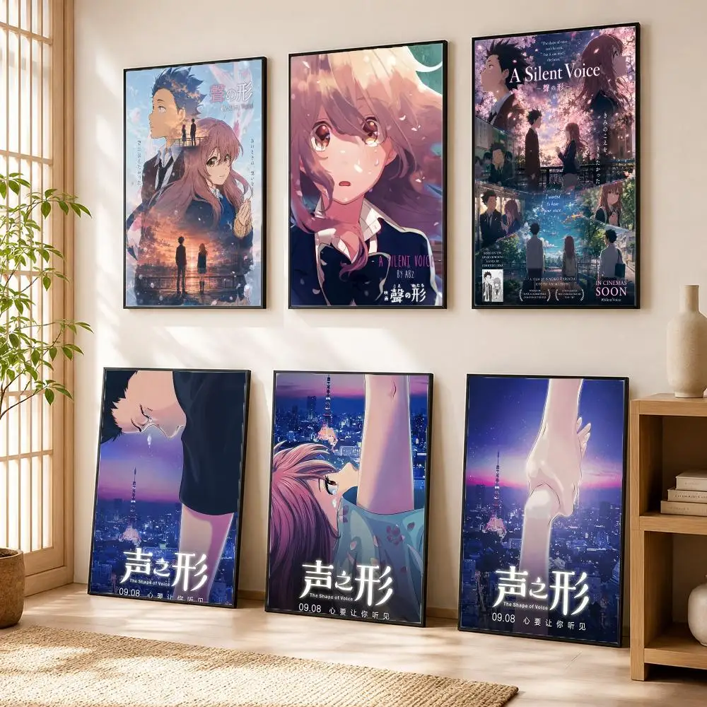 S-Silent Voice Anime Poster Modern Home Living Bedroom Bar Hallway Waterproof Wall Art Aesthetic Decor