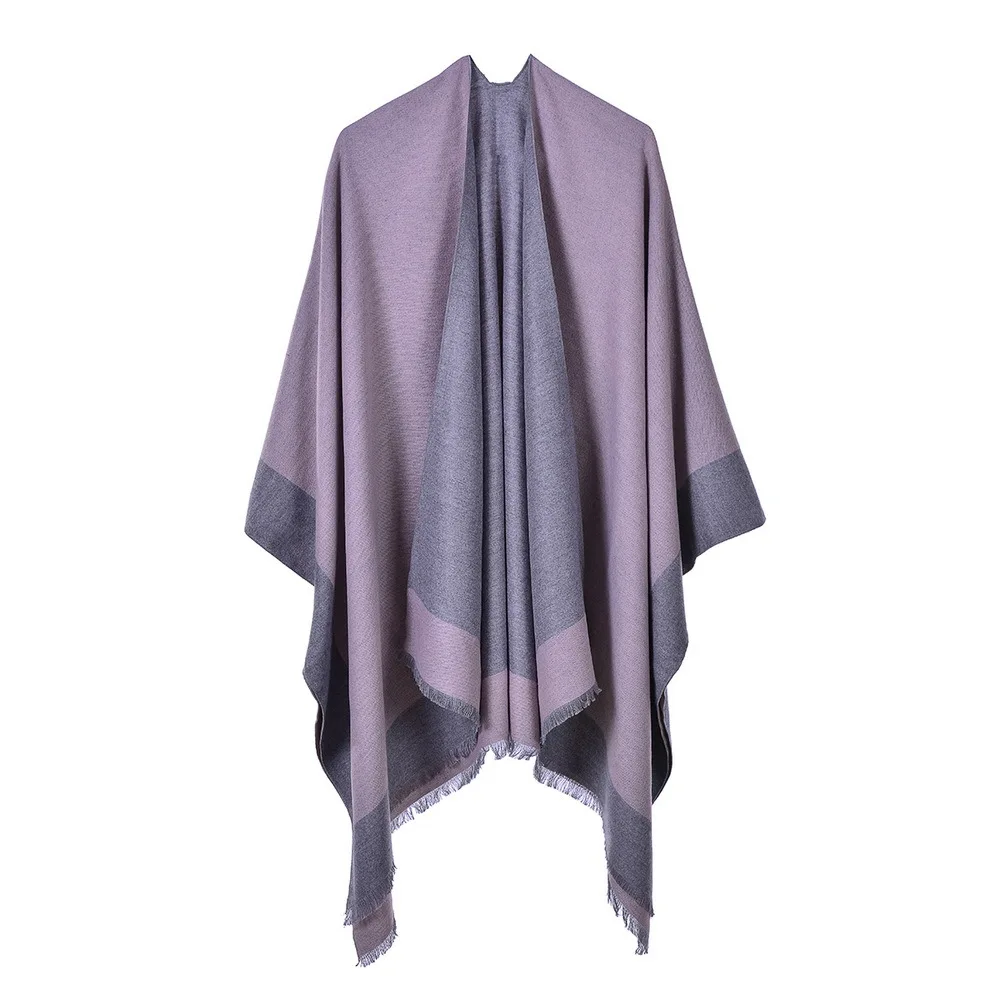 

Autumn Winter European American Street Women Scarf Versatile Warm Tassel Air conditioning room Shawl Cloak Ponchos Capes 11