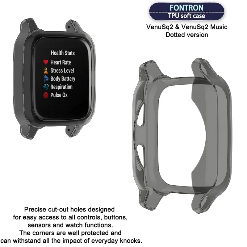 30PCS Protective Case for Garmin Venu SQ2 Music Smartwatch Soft TPU Bumper Anti-scratch Protection Cover for Venu SQ