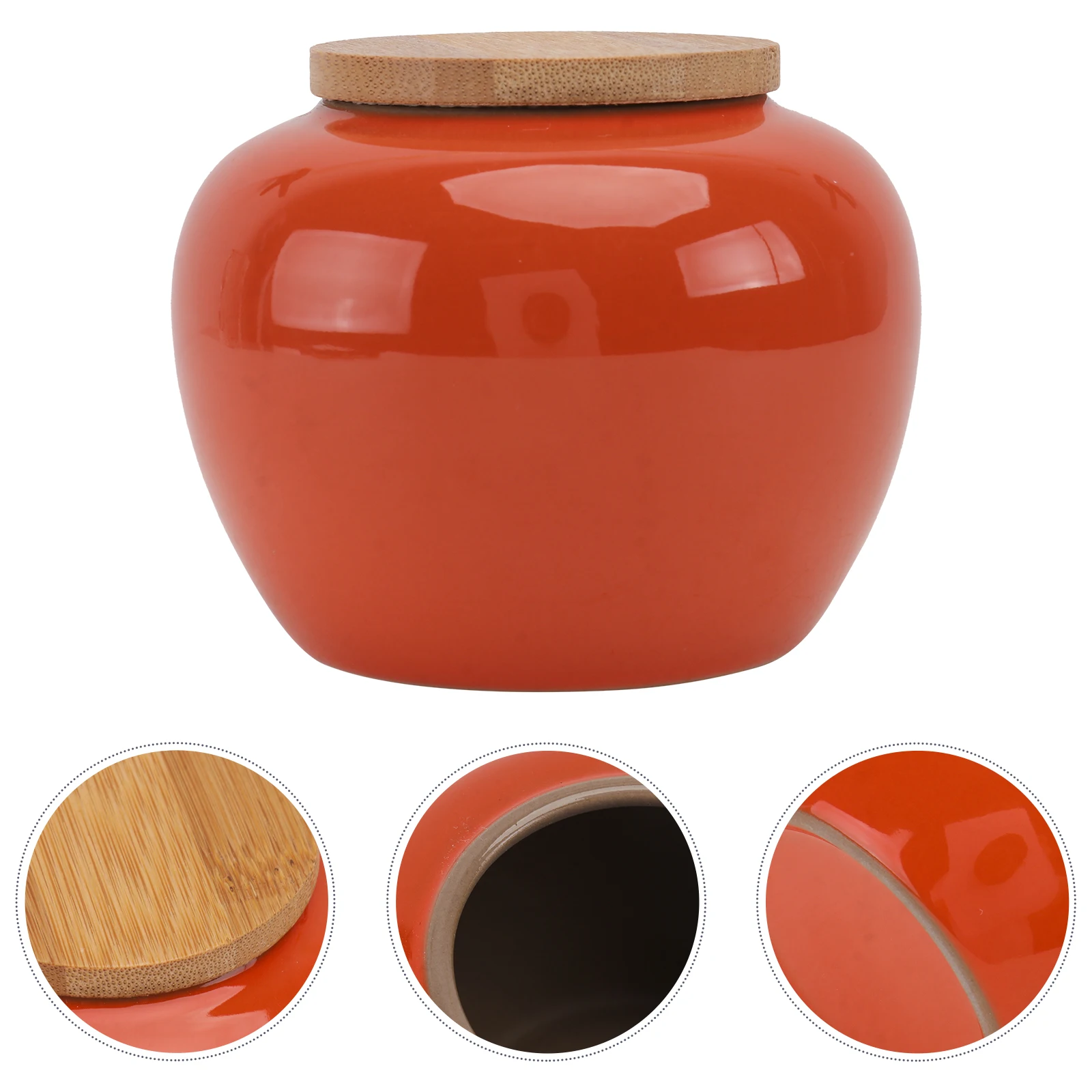 

Mini Retro Tea Container Vintage Storage Jar Ceramic Sealed Canister Bamboo Lid Dry Food Holder High Quality Simple